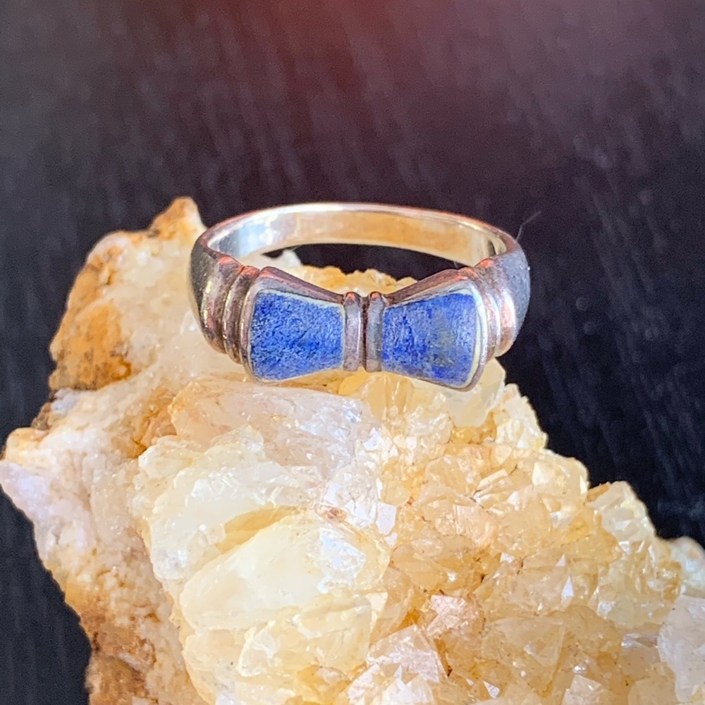 Vintage Sterling Blue Lapis Bow Tie Ring